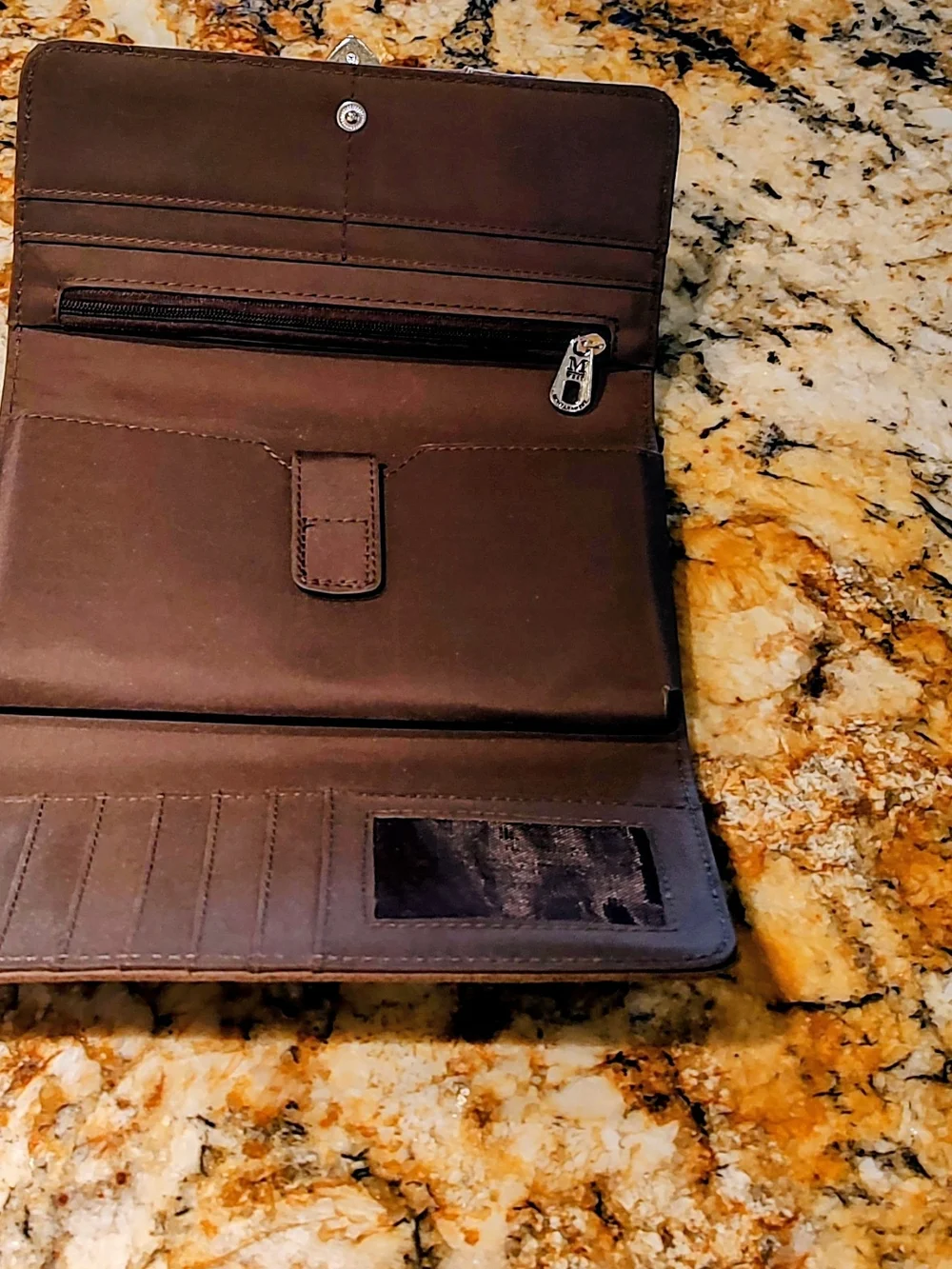 Montana West Brown Embossed Western Wallet with Silver Buckle and Rhinestones